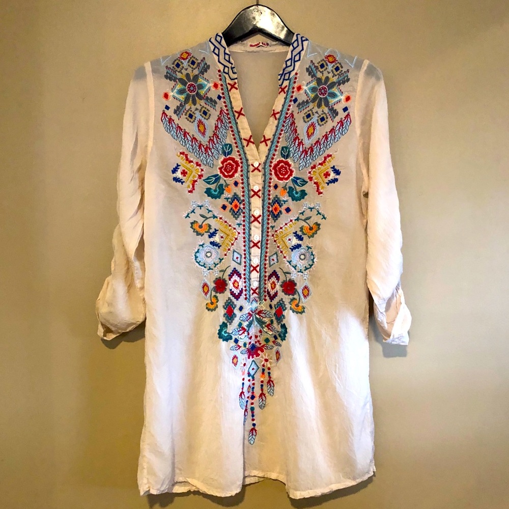Johnny Was Cream Longsleeve Tunic